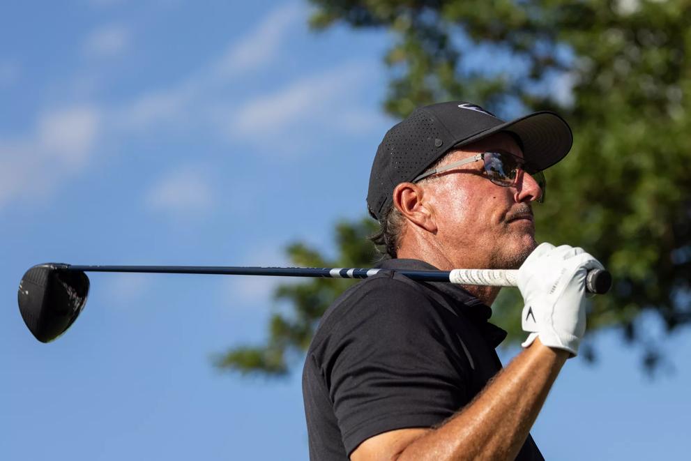 Captain Phil Mickelson of HyFlyers GC looks on from the 17th tee during the semifinals of the LIV Golf Team Championship Miami at the Trump National Doral on Saturday, October 21, 2023 in Miami, Florida.